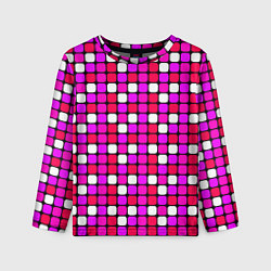 Лонгслив детский Розовые и белые квадраты, цвет: 3D-принт