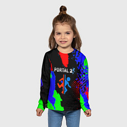 Лонгслив детский Portal 2 краски сочные текстура, цвет: 3D-принт — фото 2