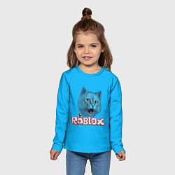 Лонгслив детский Roblox синий кот, цвет: 3D-принт — фото 2