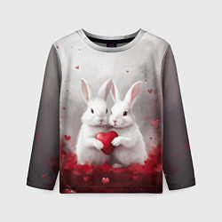 Лонгслив детский Белые кролики с сердцем, цвет: 3D-принт
