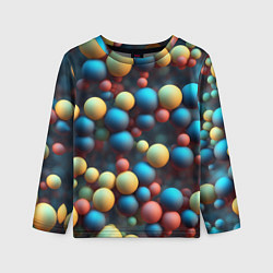 Лонгслив детский Разноцветные шарики молекул, цвет: 3D-принт