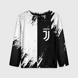 Детский лонгслив Juventus краски чёрнобелые