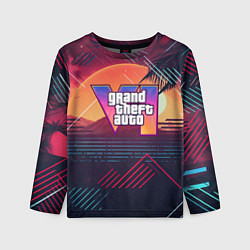 Лонгслив детский GTA 6 logo абстрактный фон, цвет: 3D-принт