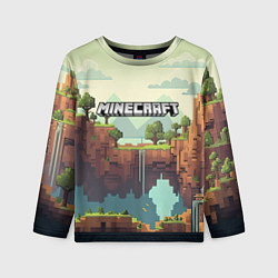 Лонгслив детский Minecraft logo квадратный мир, цвет: 3D-принт