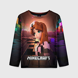 Лонгслив детский Minecraft девушка в мире кубиков, цвет: 3D-принт