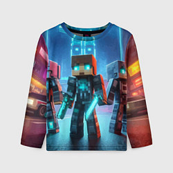 Лонгслив детский Minecraft - ai art neon, цвет: 3D-принт