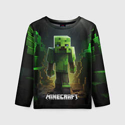 Лонгслив детский Minecraft зеленый квадратный монстр, цвет: 3D-принт