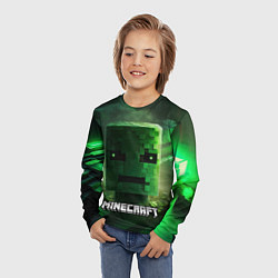 Лонгслив детский Minecraft зеленая голова, цвет: 3D-принт — фото 2