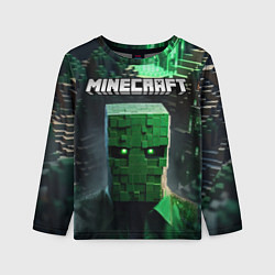 Лонгслив детский Minecraft зеленый персонаж каменные джунгли, цвет: 3D-принт