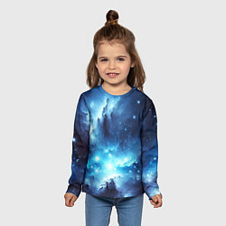 Лонгслив детский Космический голубой пейзаж, цвет: 3D-принт — фото 2