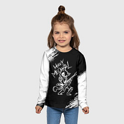 Лонгслив детский Кот хэви металл, цвет: 3D-принт — фото 2