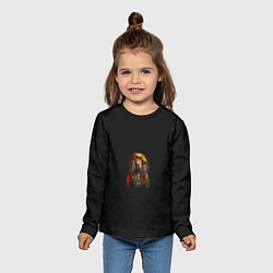Лонгслив детский Лев хиппи с дредами на черном фоне, цвет: 3D-принт — фото 2