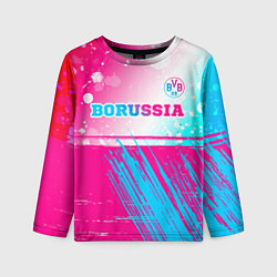 Лонгслив детский Borussia neon gradient style посередине, цвет: 3D-принт