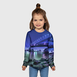 Лонгслив детский Вечерняя Америка - мост, цвет: 3D-принт — фото 2