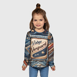 Лонгслив детский Vintage vanguard jeans - patchwork, цвет: 3D-принт — фото 2