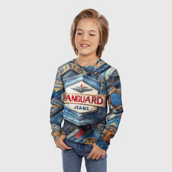 Лонгслив детский Vanguard denim patchwork - ai art, цвет: 3D-принт — фото 2