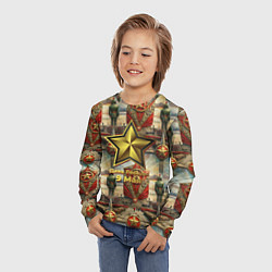 Лонгслив детский 9 мая солдаты и знамя, цвет: 3D-принт — фото 2