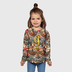 Лонгслив детский 9 мая золотой текст фон парад, цвет: 3D-принт — фото 2