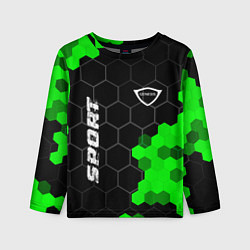 Лонгслив детский Genesis green sport hexagon, цвет: 3D-принт