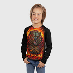 Лонгслив детский Русский агрессивный медведь, цвет: 3D-принт — фото 2