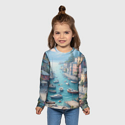 Лонгслив детский Гавань с лодками, цвет: 3D-принт — фото 2