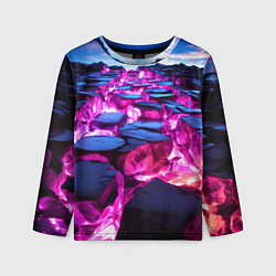 Лонгслив детский Фиолетовый путь из камней, цвет: 3D-принт