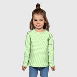 Лонгслив детский Светло-зелёный ломаные полосы, цвет: 3D-принт — фото 2