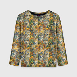 Лонгслив детский Волчий мотив, цвет: 3D-принт