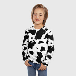 Лонгслив детский Черно белый коровий узор, цвет: 3D-принт — фото 2