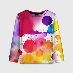 Лонгслив детский Яркие абстрактные акварельные кляксы - нейросеть, цвет: 3D-принт
