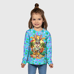 Лонгслив детский Заяц играет на гитаре жарким летом, цвет: 3D-принт — фото 2