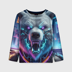 Лонгслив детский Cyber bear - neon glow, цвет: 3D-принт