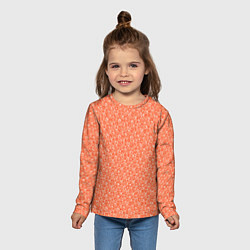 Лонгслив детский Оранжевый мелкий рисунок, цвет: 3D-принт — фото 2