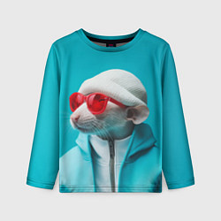 Лонгслив детский Крыса в шапке, цвет: 3D-принт