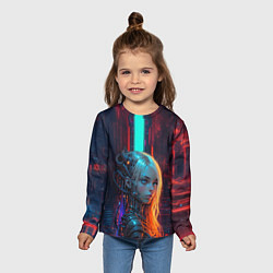 Лонгслив детский Футуристичная девушка-андроид, цвет: 3D-принт — фото 2