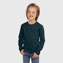 Лонгслив детский Текстурированный чёрно-бирюзовый, цвет: 3D-принт — фото 2