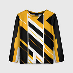 Детский лонгслив Black and yellow stripes on a white background