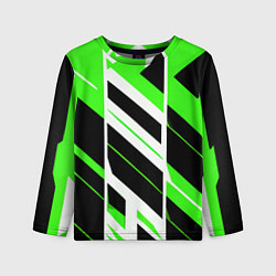 Детский лонгслив Black and green stripes on a white background