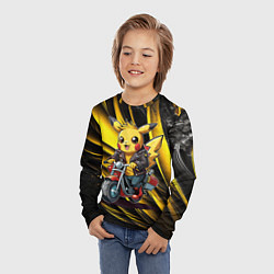 Лонгслив детский Пикачу на красном мотоцикле, цвет: 3D-принт — фото 2
