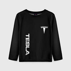 Детский лонгслив Tesla logo white