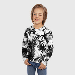 Лонгслив детский Чёрно белые пальмы, цвет: 3D-принт — фото 2