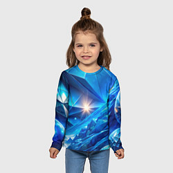 Лонгслив детский Синяя объемная абстракция со вспышкой, цвет: 3D-принт — фото 2
