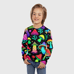 Лонгслив детский Биолюминесцентные кислотные грибы, цвет: 3D-принт — фото 2