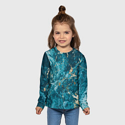 Лонгслив детский Мраморная текстура с золотом, цвет: 3D-принт — фото 2