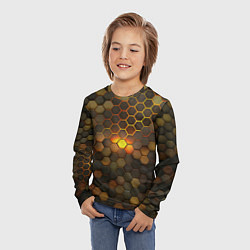 Лонгслив детский Светящиеся коричневый соты - тепловая энергия, цвет: 3D-принт — фото 2