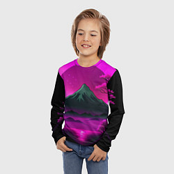 Лонгслив детский Темная гора в фиолетовом закате Япония, цвет: 3D-принт — фото 2
