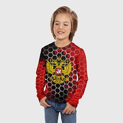 Лонгслив детский Герб РФ краски броня, цвет: 3D-принт — фото 2