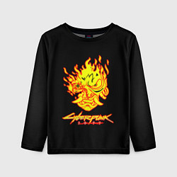 Лонгслив детский Cyberpunk 2077 fire logo, цвет: 3D-принт