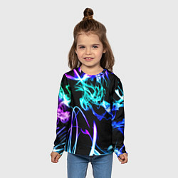 Лонгслив детский Неоновый дым текстура, цвет: 3D-принт — фото 2