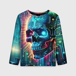 Лонгслив детский Cool cyber skull - neon glow, цвет: 3D-принт